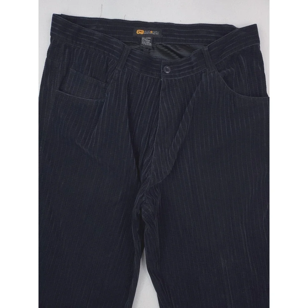 Vintage Godbody Track Suit Mens 2XL Blue Corduroy Velour Wide Wale Hip Hop Y2K